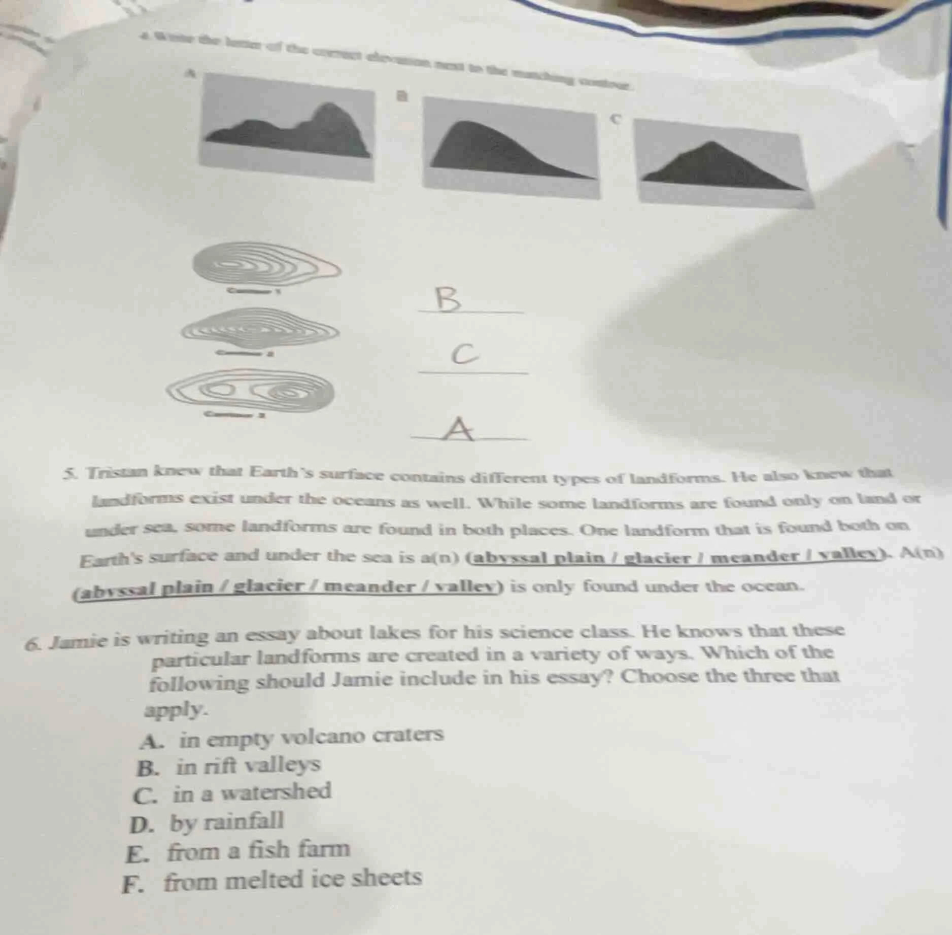 4. write the letter of the correct elevation next to the matching conto…
