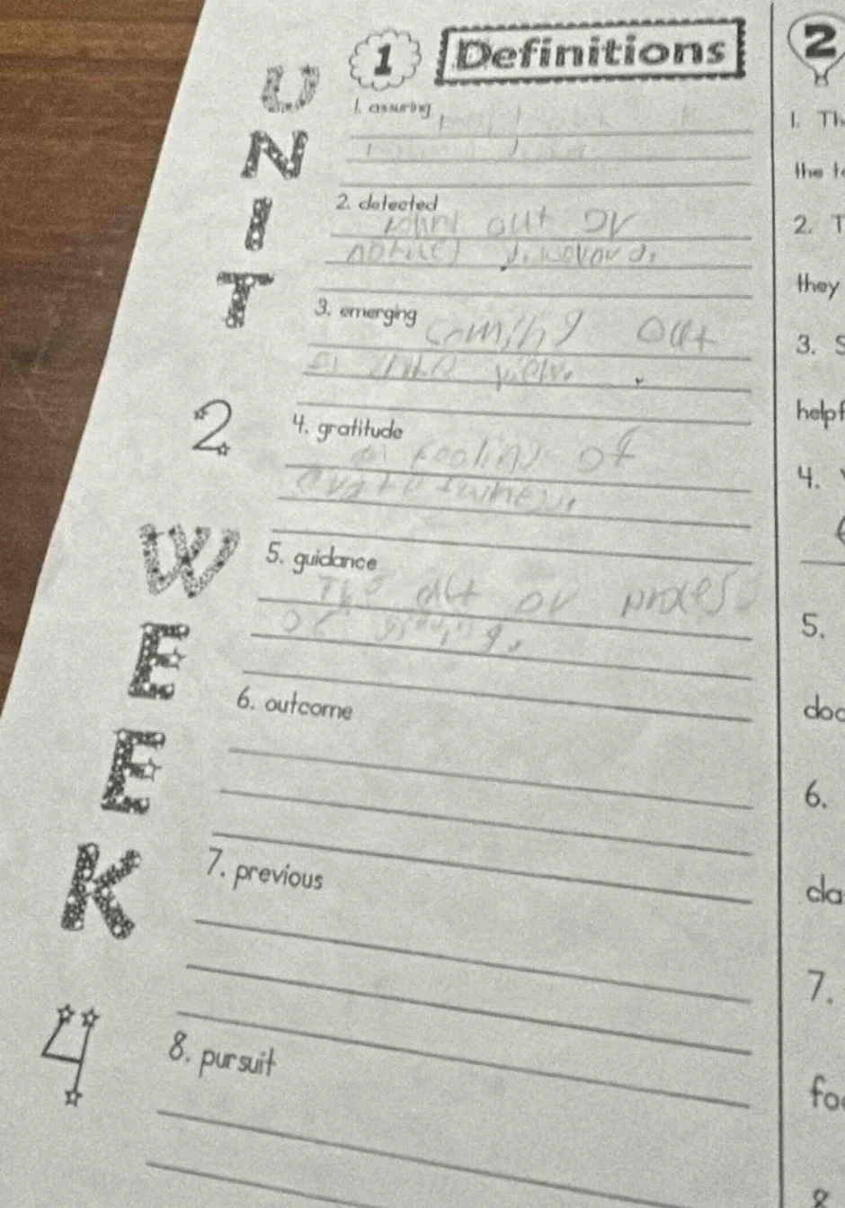 unit 2 week 4 1 definitions 1. assuring 2. detected 3. emerging 4. grat…