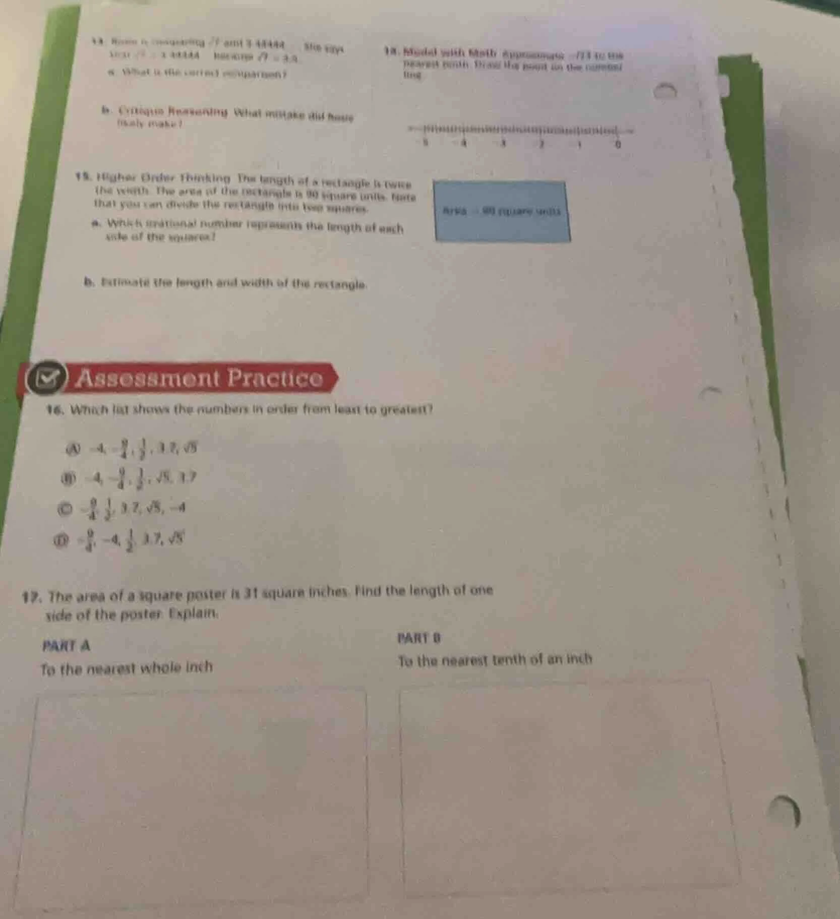 14. rosa is considering $sqrt{7}$ and 3.44444. she says that $sqrt{7}=3…