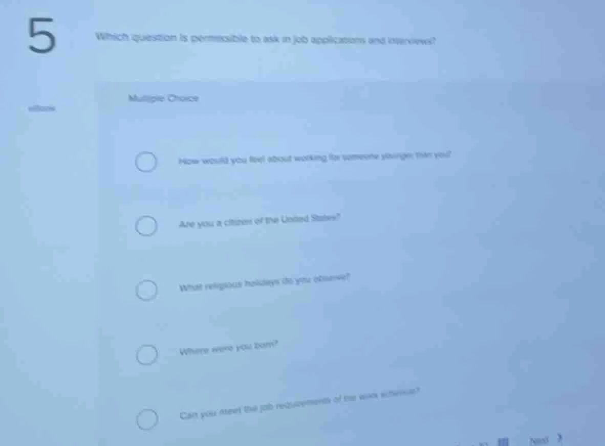 5 which question is permissible to ask in job applications and intervie…