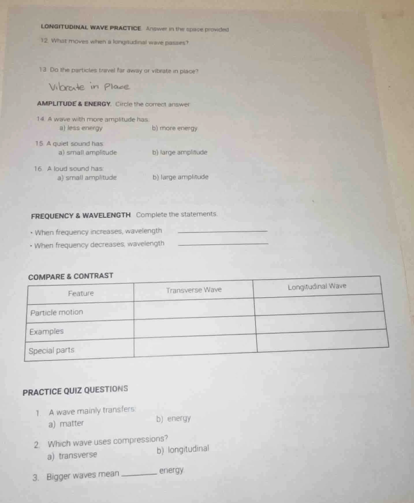longitudinal wave practice. answer in the space provided12. what moves …