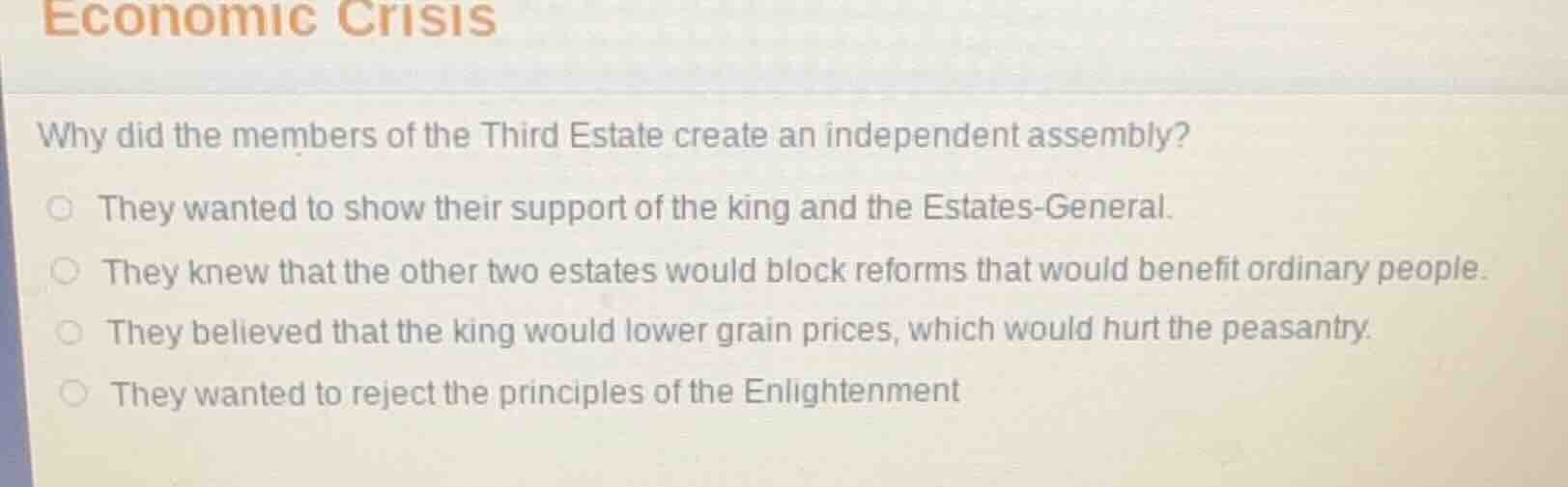 economic crisis why did the members of the third estate create an indep…
