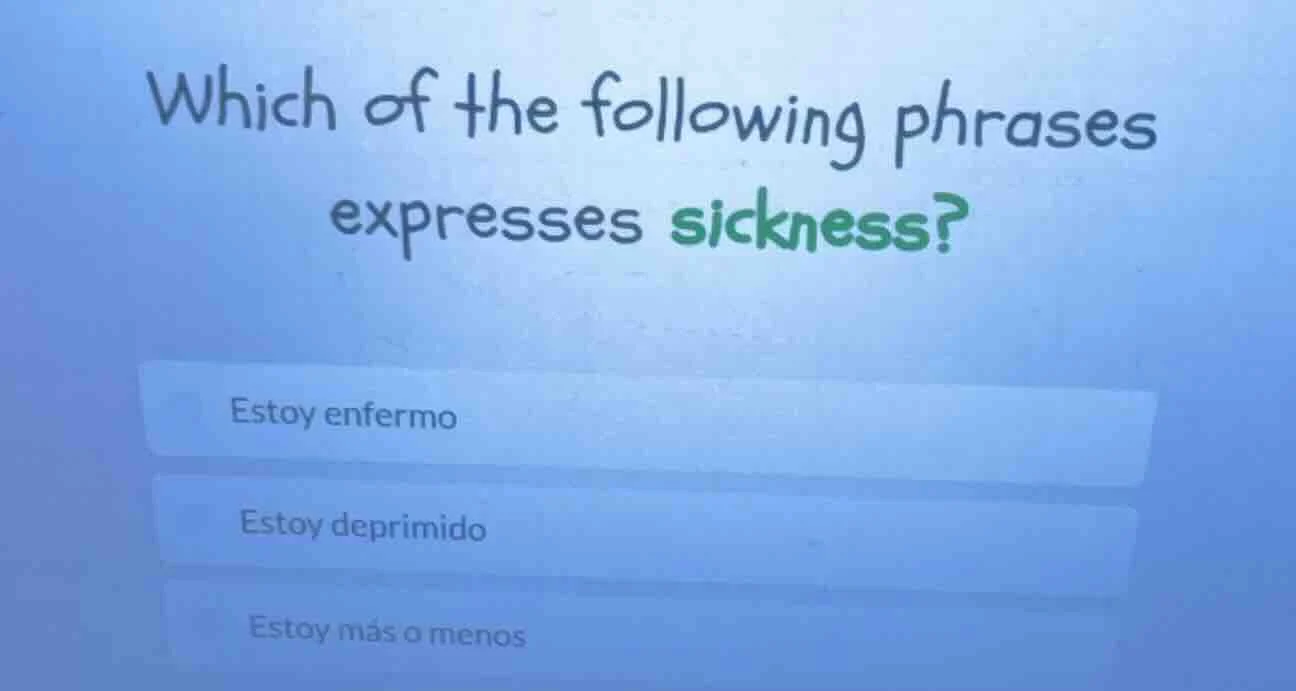 which of the following phrases expresses sickness? estoy enfermo estoy …