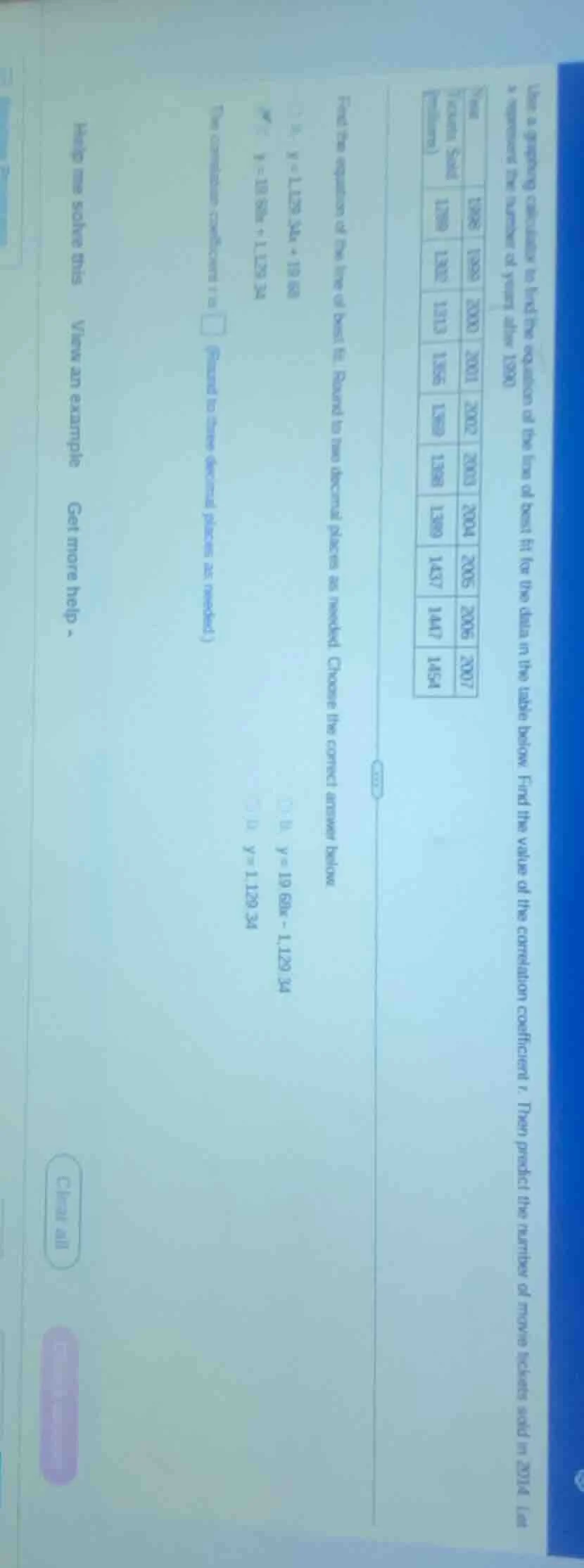 use a graphing calculator to find the equation of the line of best fit …