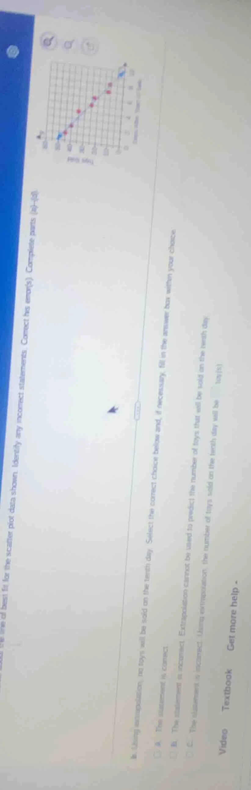 complete parts (a)-(d) about the line of best fit for the scatter plot …