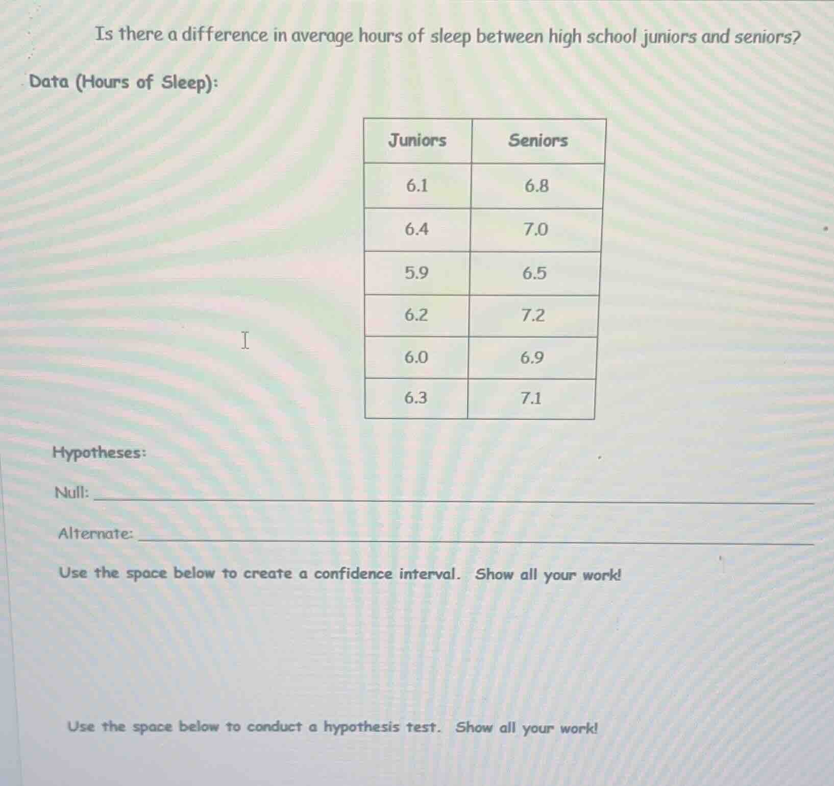 is there a difference in average hours of sleep between high school jun…
