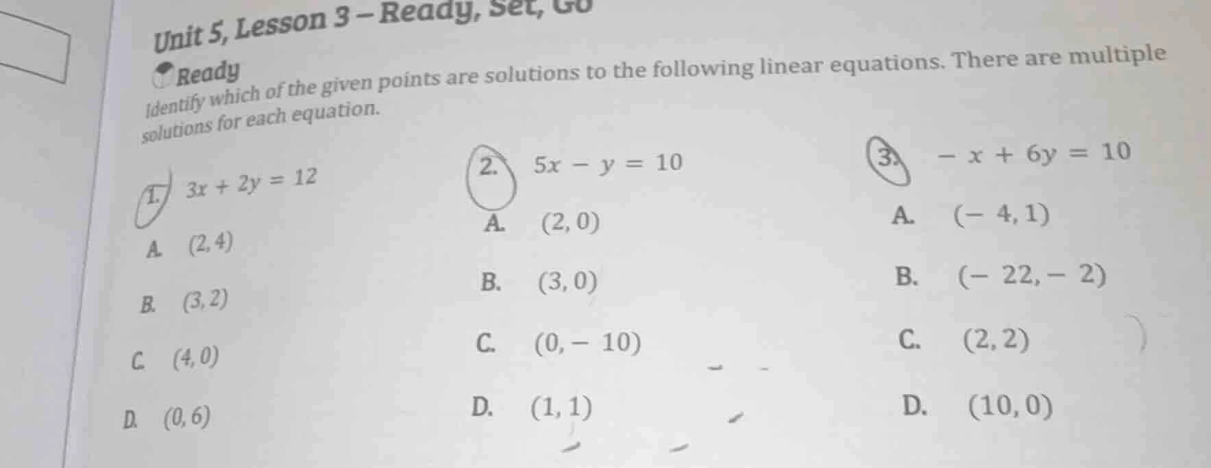 unit 5, lesson 3 – ready, set, go ready identify which of the given poi…