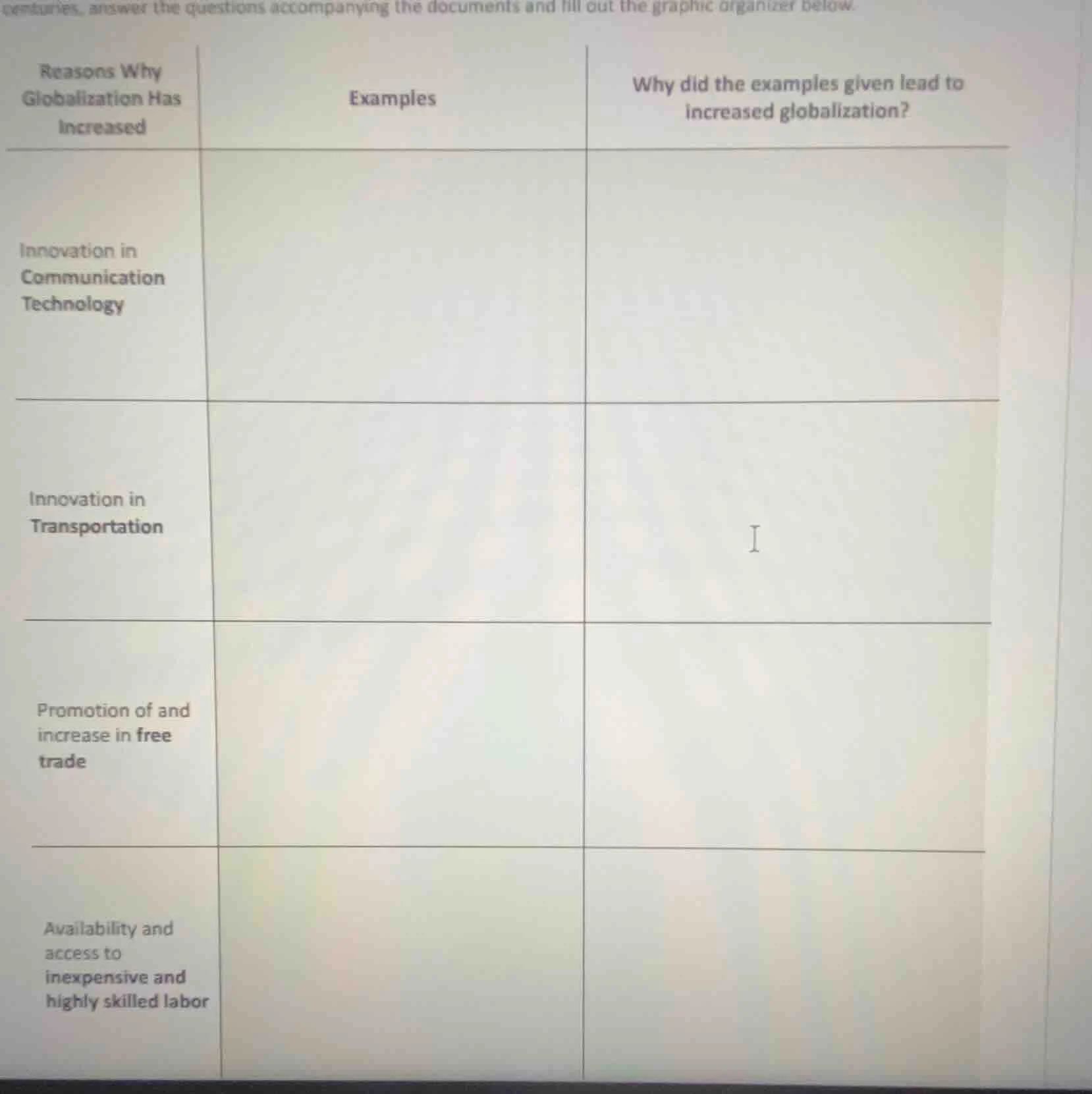 centuries, answer the questions accompanying the documents and fill out…