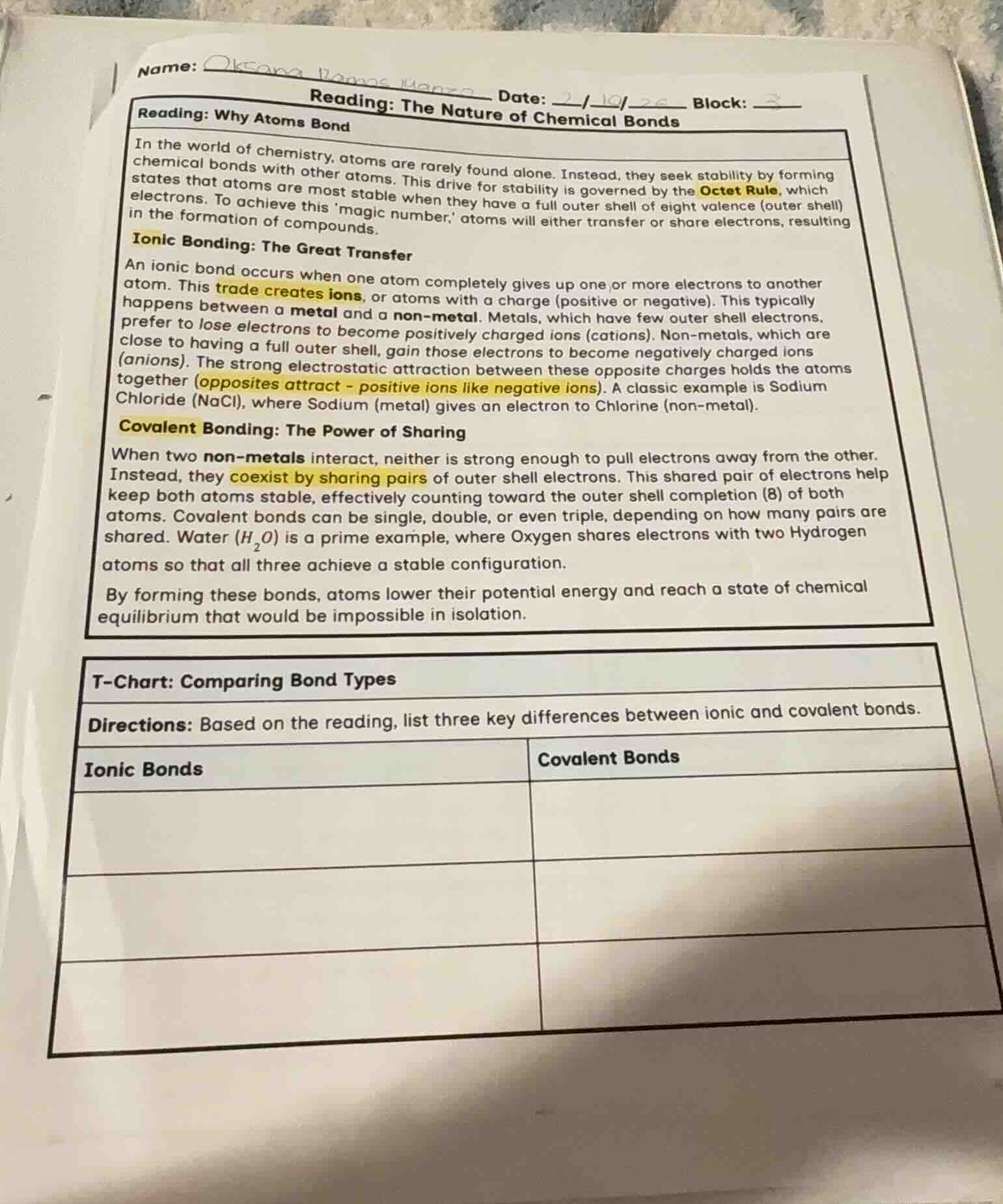 name: date: 2/10/26 block: reading: the nature of chemical bondsreading…