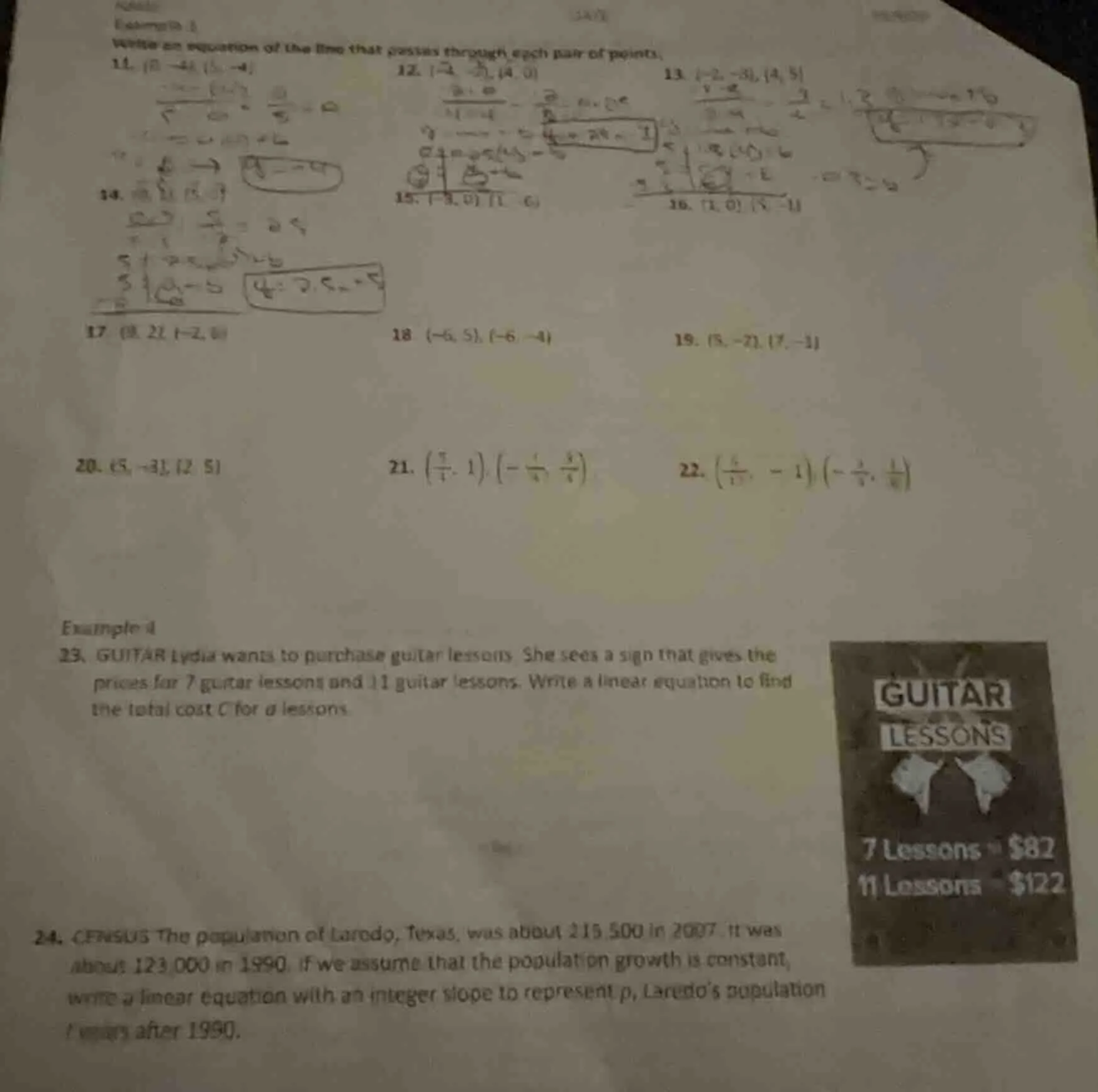 write an equation of the line that passes through each pair of points:1…