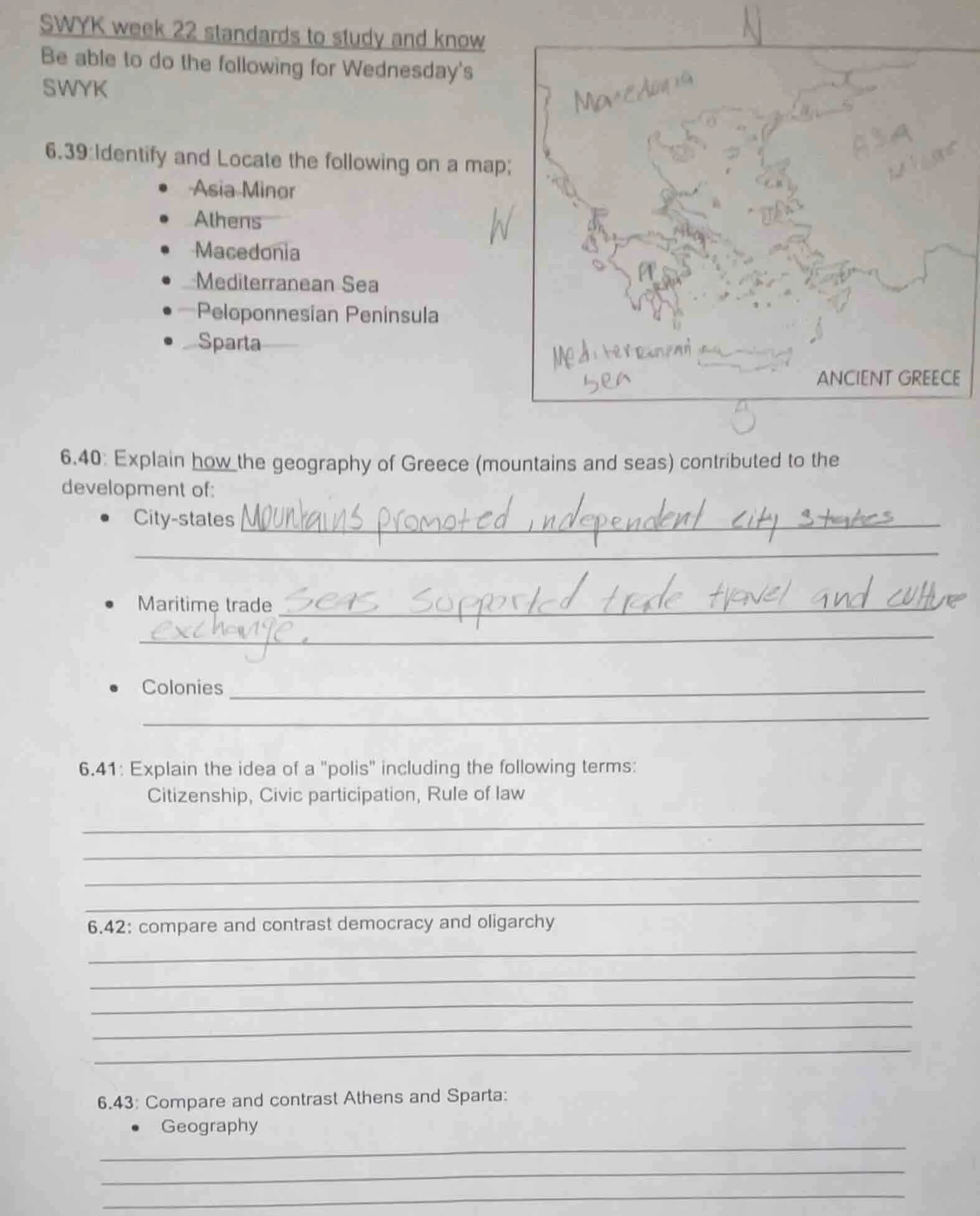 swyk week 22 standards to study and know be able to do the following fo…