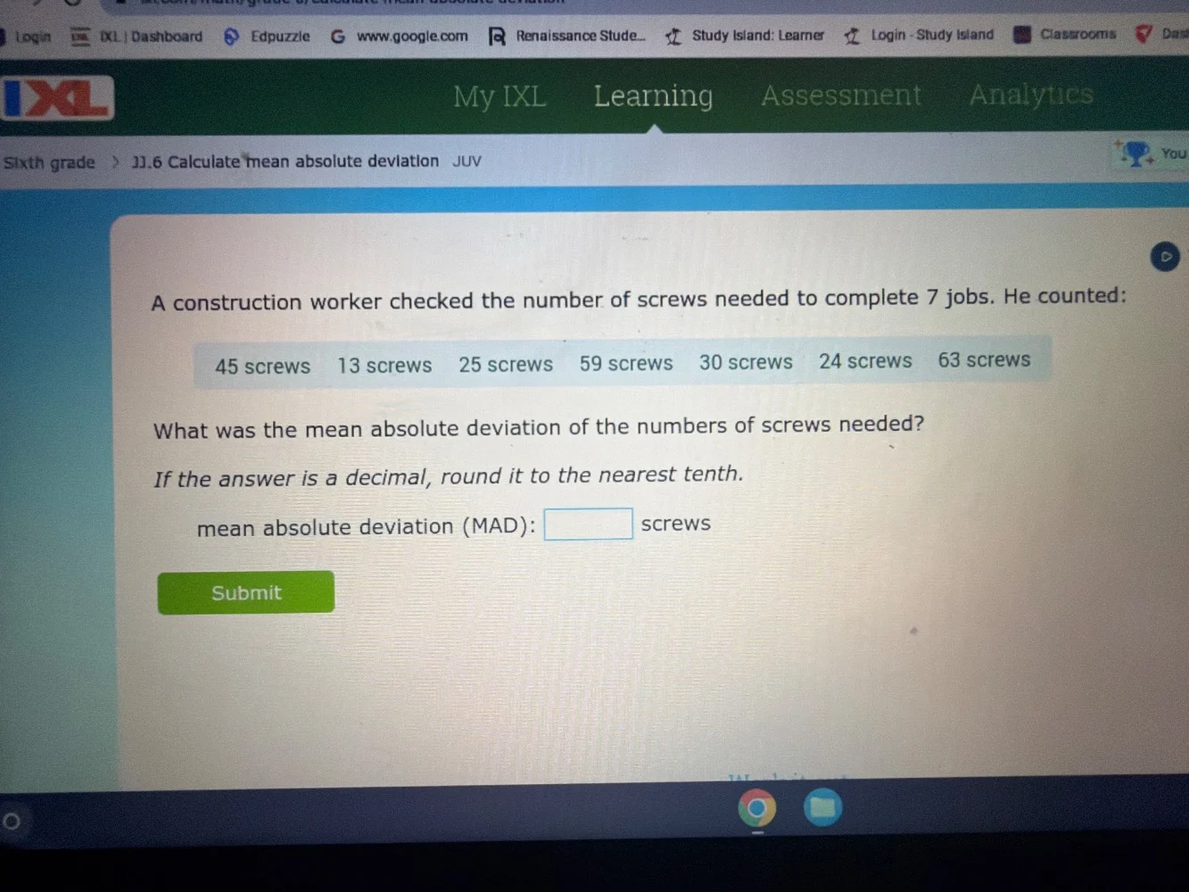 a construction worker checked the number of screws needed to complete 7…