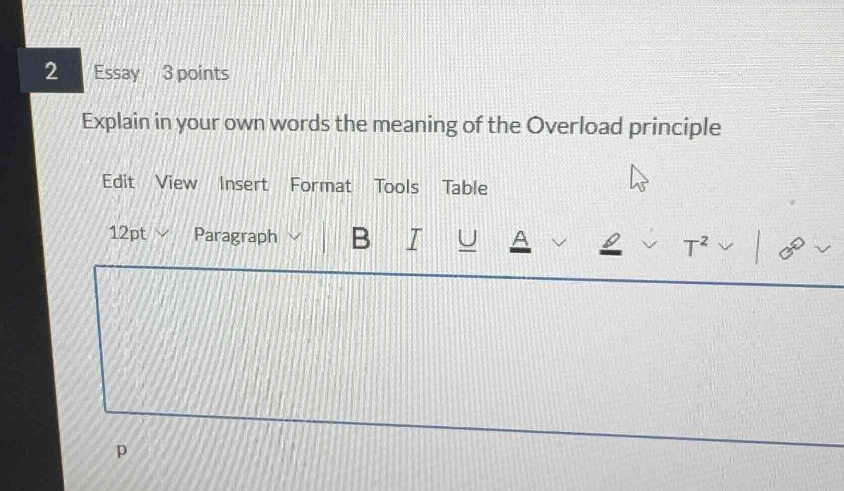 2 essay 3 points explain in your own words the meaning of the overload …