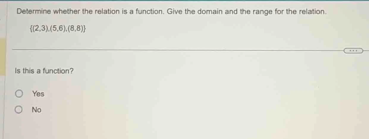 determine whether the relation is a function. give the domain and the r…