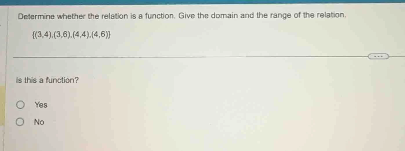 determine whether the relation is a function. give the domain and the r…