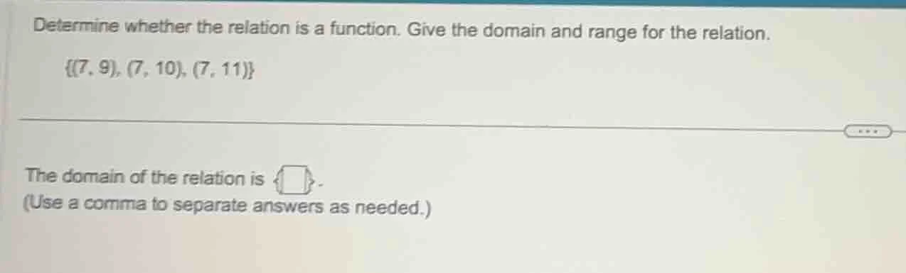 determine whether the relation is a function. give the domain and range…
