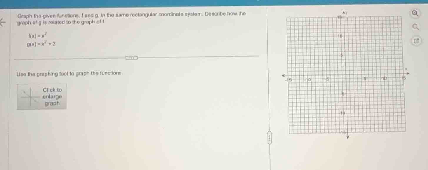 graph the given functions, f and g, in the same rectangular coordinate …