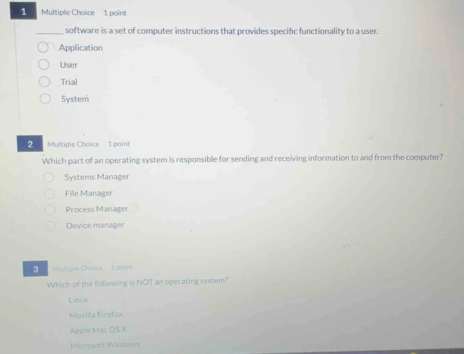 1 multiple choice 1 point ______ software is a set of computer instruct…