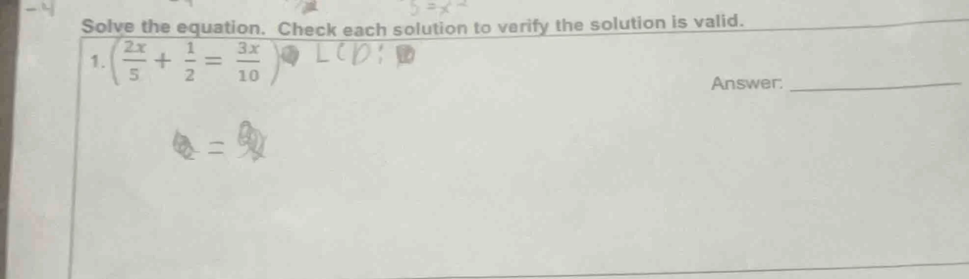 solve the equation. check each solution to verify the solution is valid…