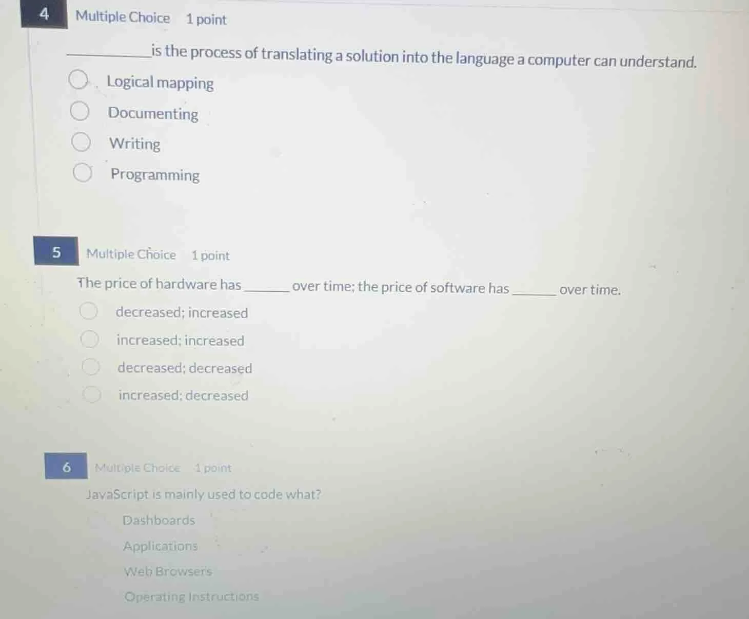 4 multiple choice 1 point ______ is the process of translating a soluti…