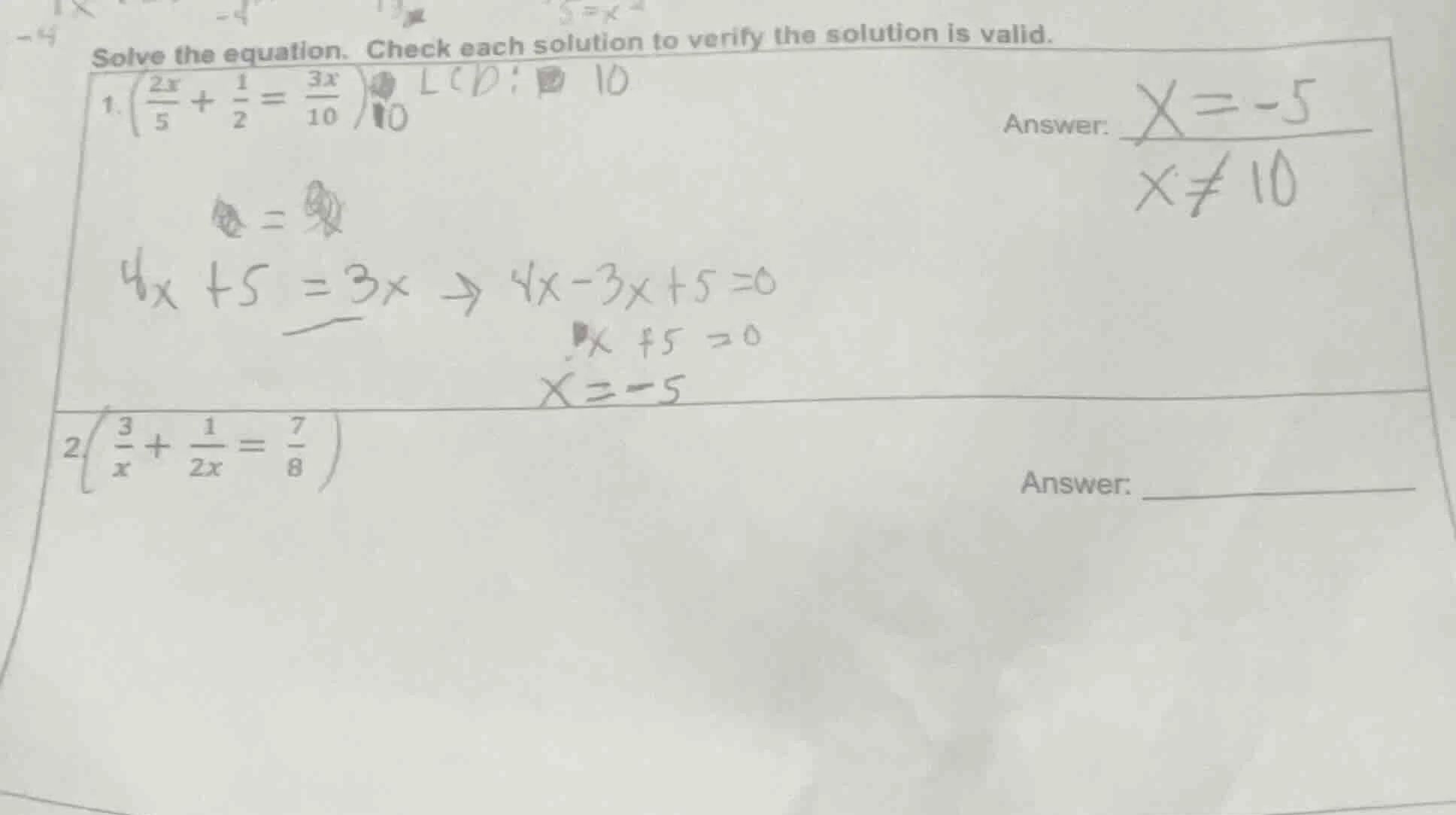 solve the equation. check each solution to verify the solution is valid…