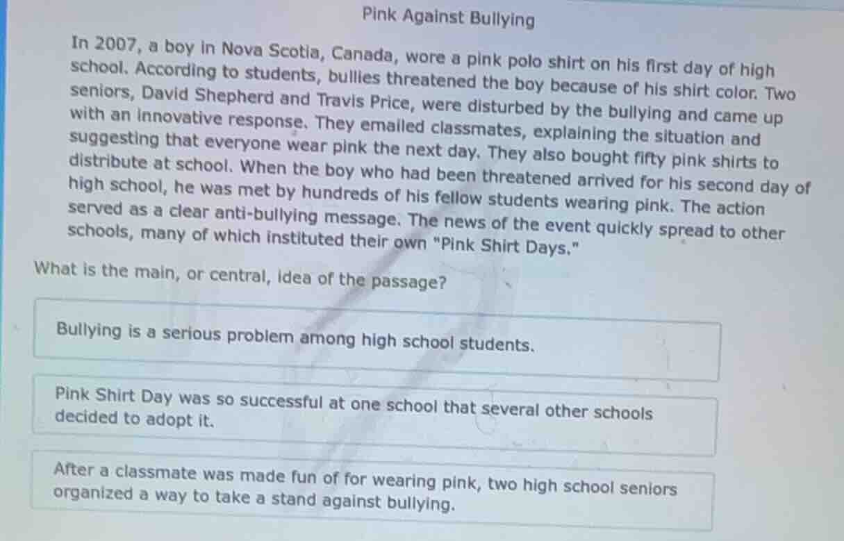 pink against bullying in 2007, a boy in nova scotia, canada, wore a pin…