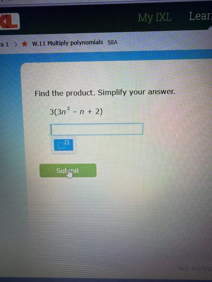 find the product. simplify your answer. $3(3n^2 - n + 2)$