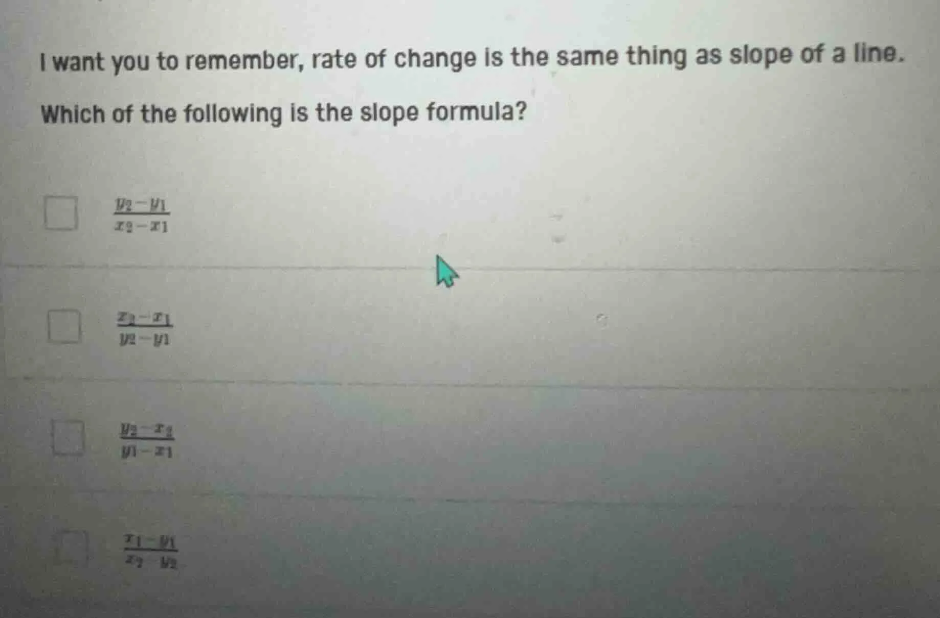 i want you to remember, rate of change is the same thing as slope of a …