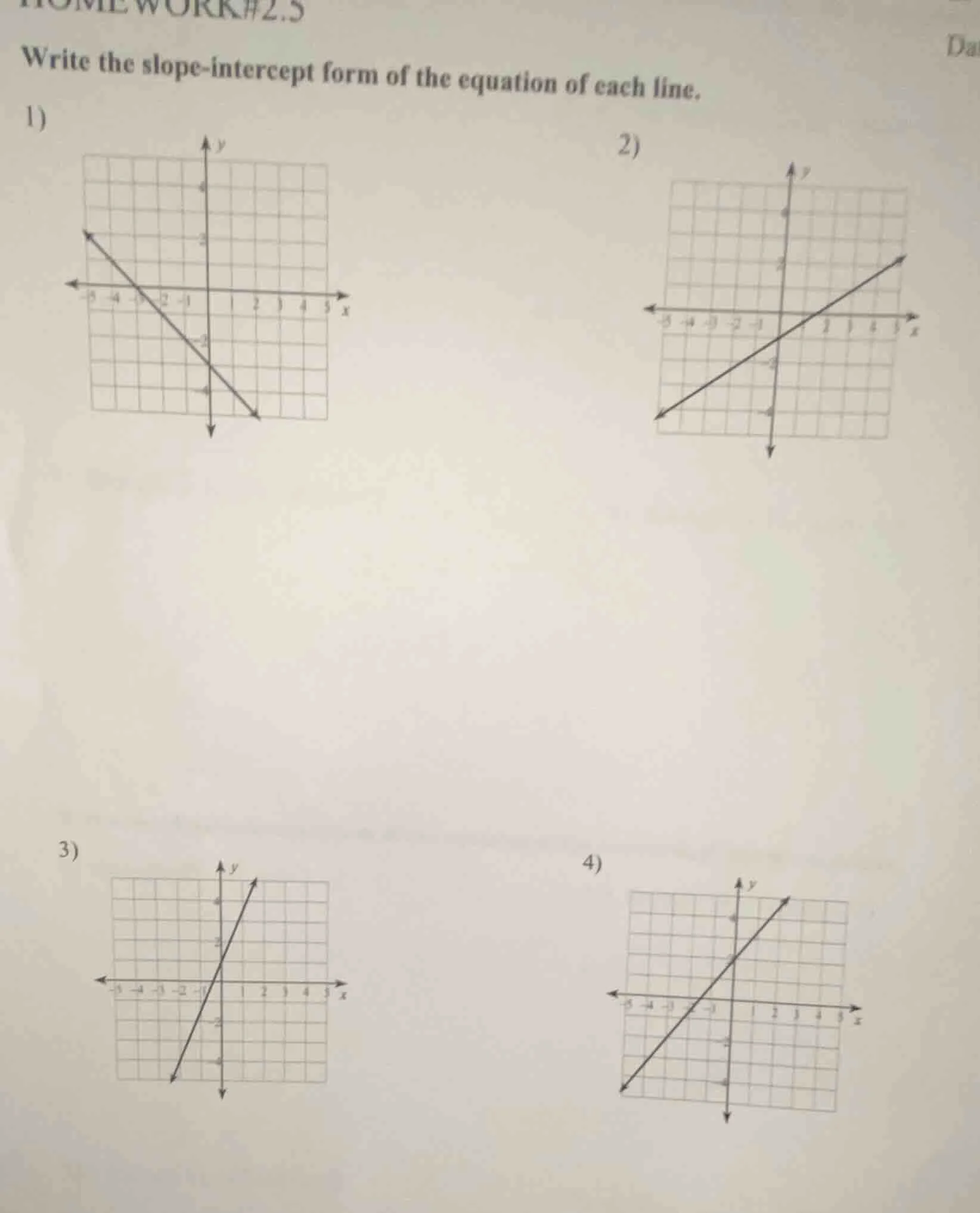 homework#2.5 da write the slope-intercept form of the equation of each …