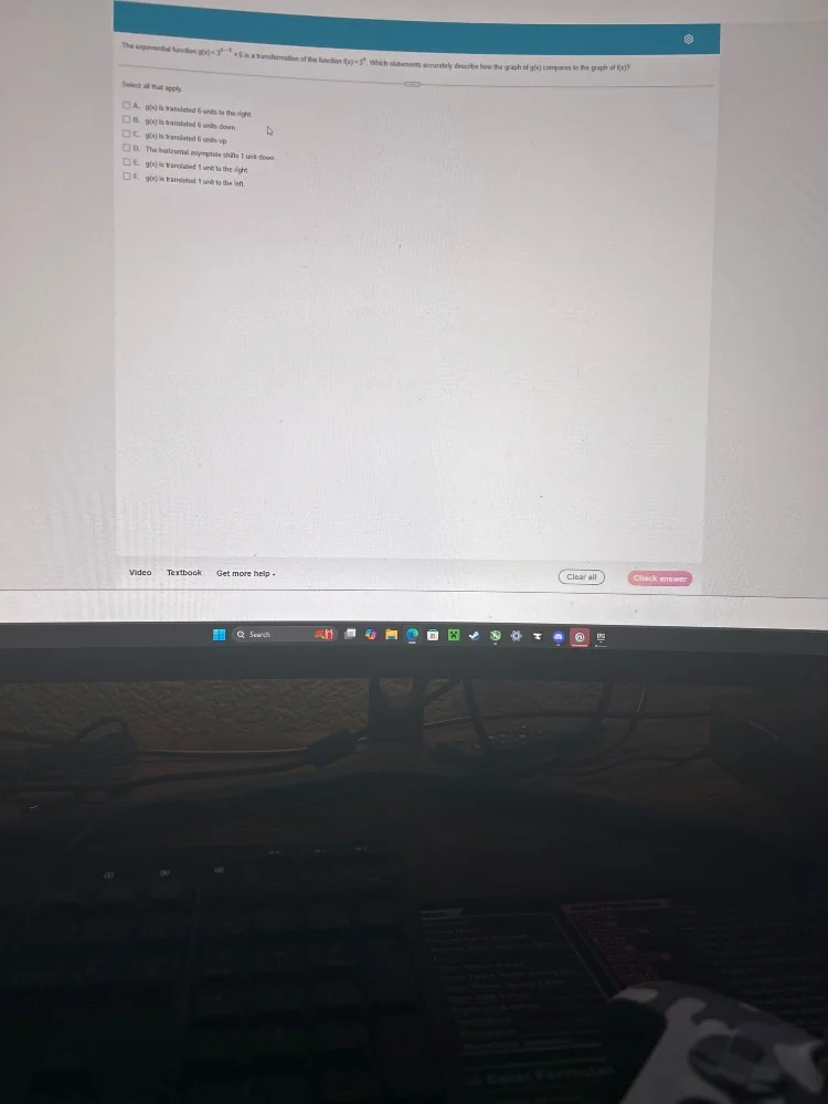 the exponential function $g(x)=3^{x - 1}-4$ is a transformation of the …