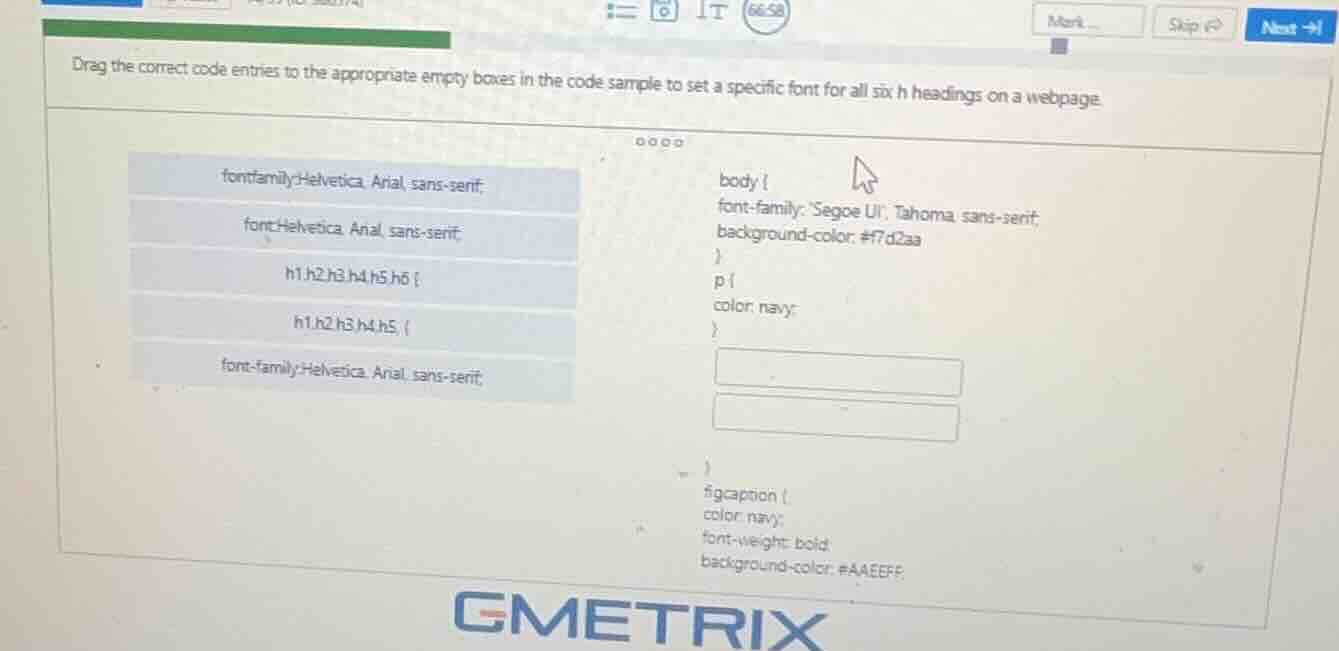 drag the correct code entries to the appropriate empty boxes in the cod…