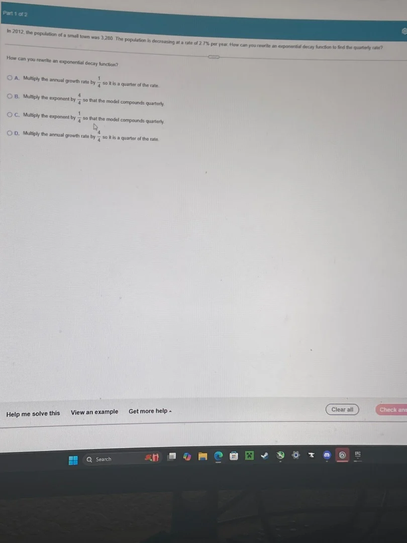 part 1 of 2 in 2012, the population of a small town was 3,280. the popu…