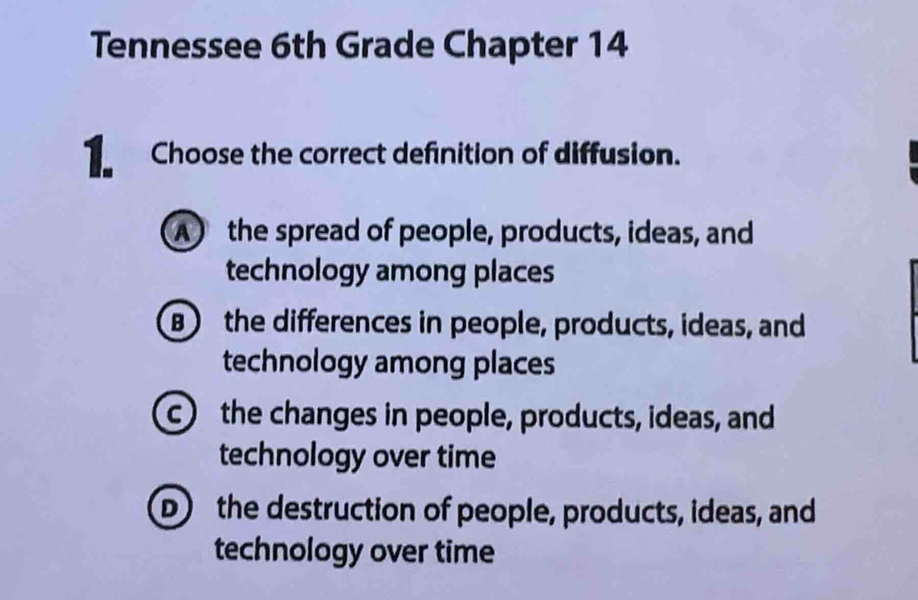 tennessee 6th grade chapter 14 1. choose the correct definition of diff…