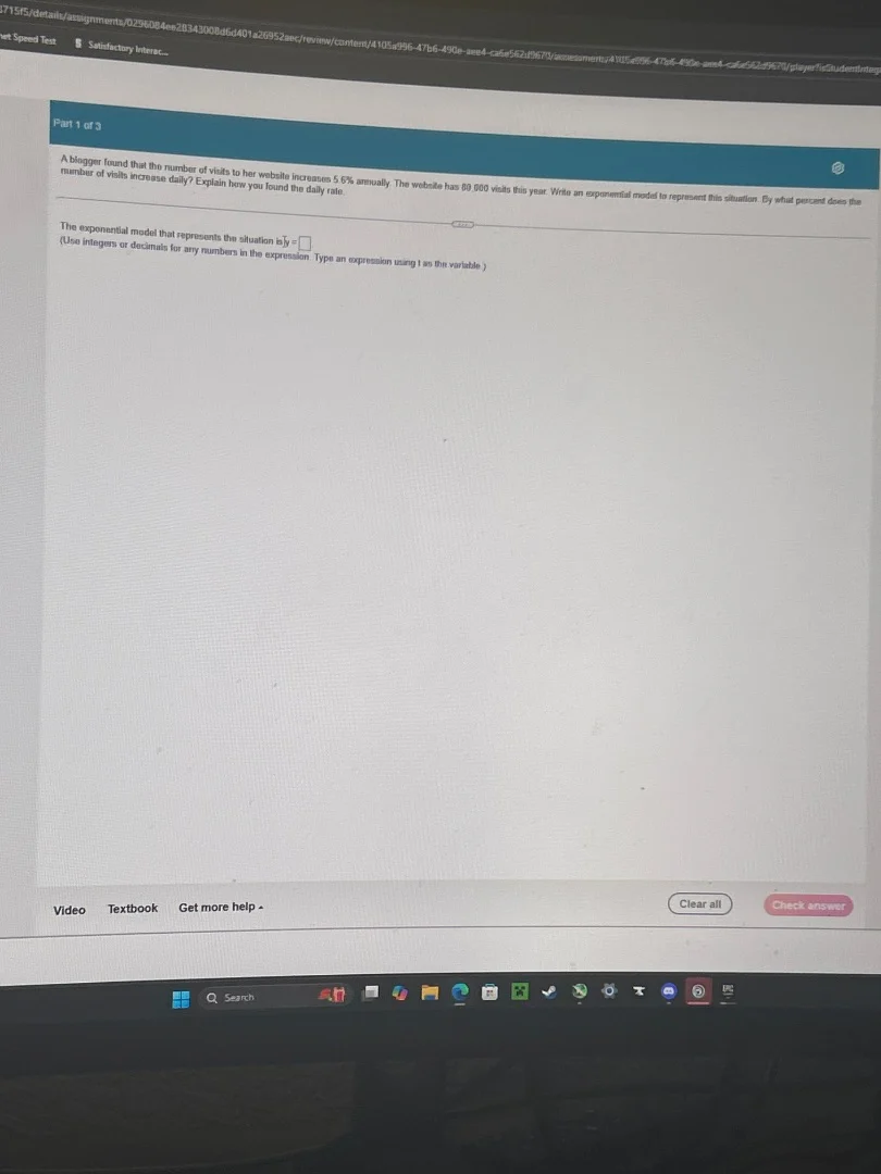 part 1 of 3 a blogger found that the number of visits to her website in…