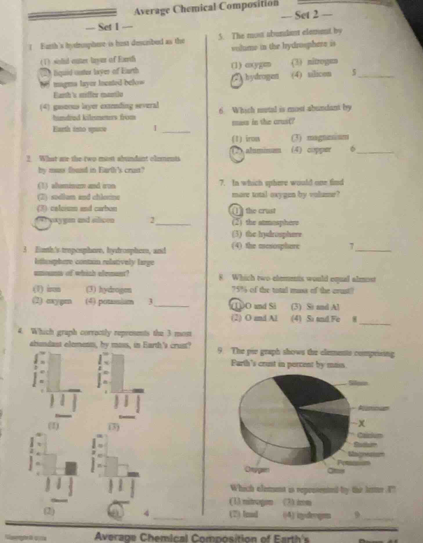 average chemical composition— set 1 —— set 2 —1. earths hydrosphere is …