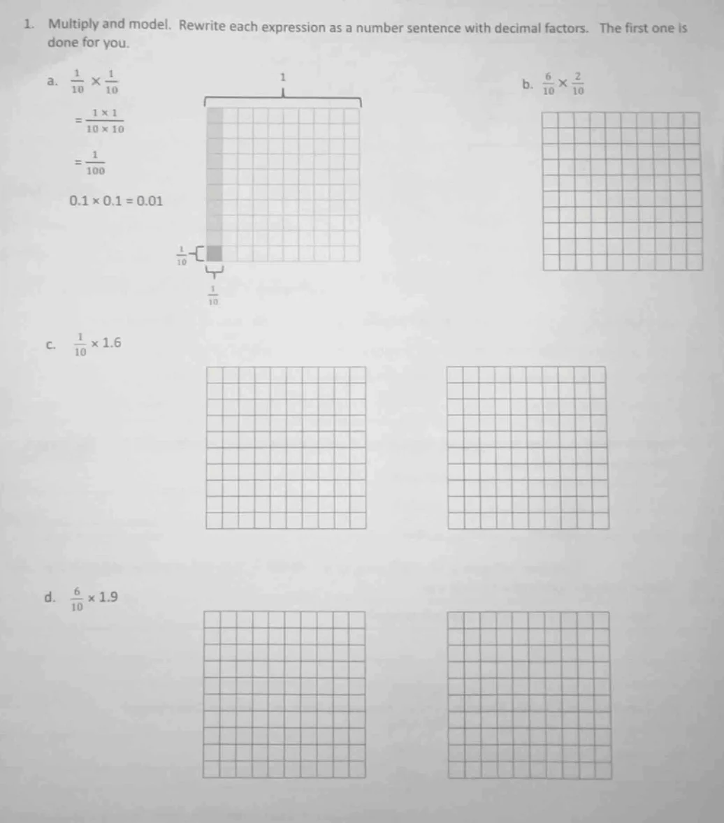 1. multiply and model. rewrite each expression as a number sentence wit…