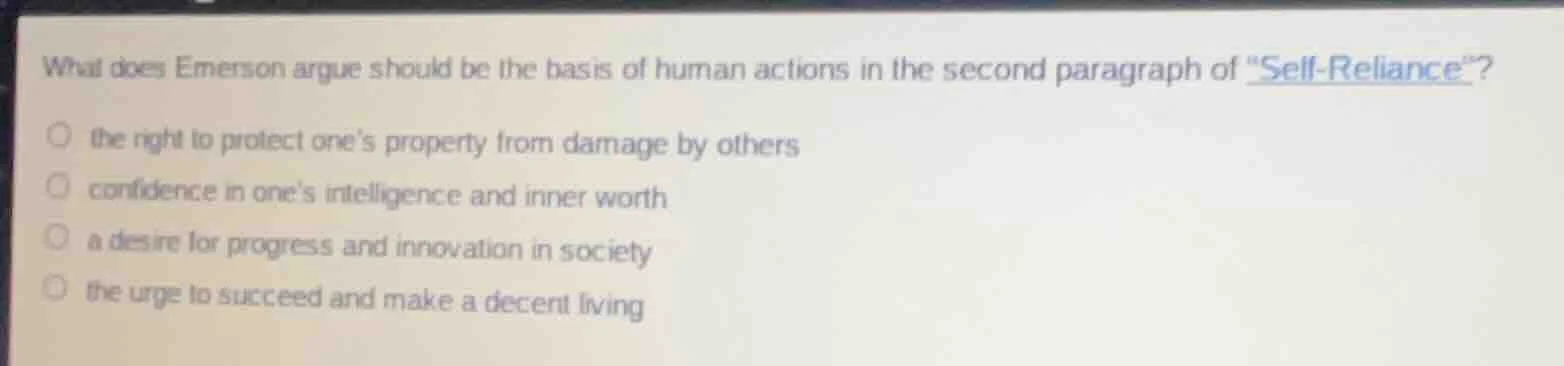 what does emerson argue should be the basis of human actions in the sec…