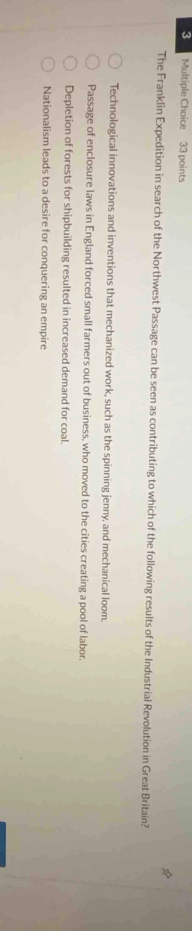 3 multiple choice 33 points the franklin expedition in search of the no…