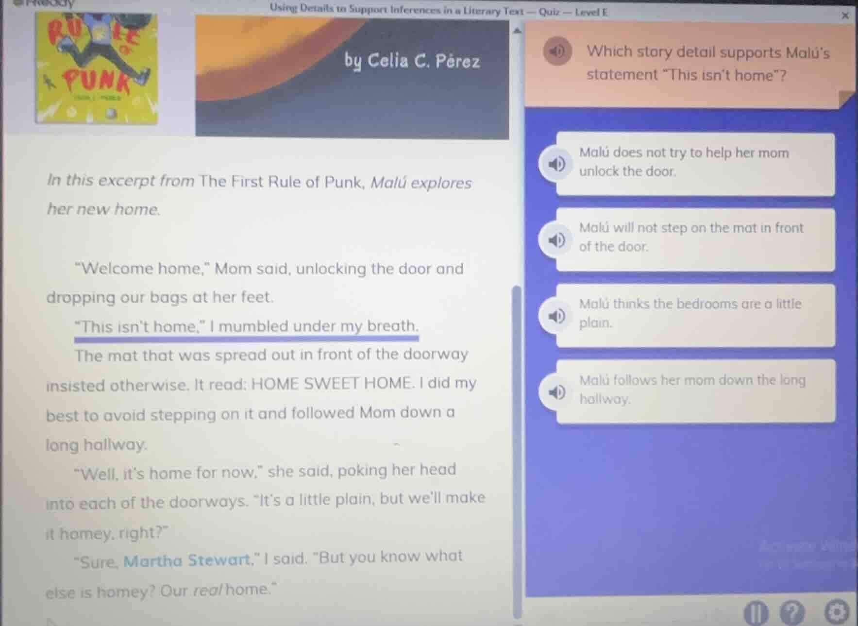 using details to support inferences in a literary text — quiz — level e…