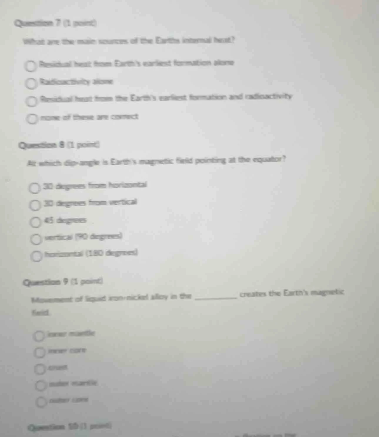 question 7 (1 point)what are the main sources of the earths internal he…