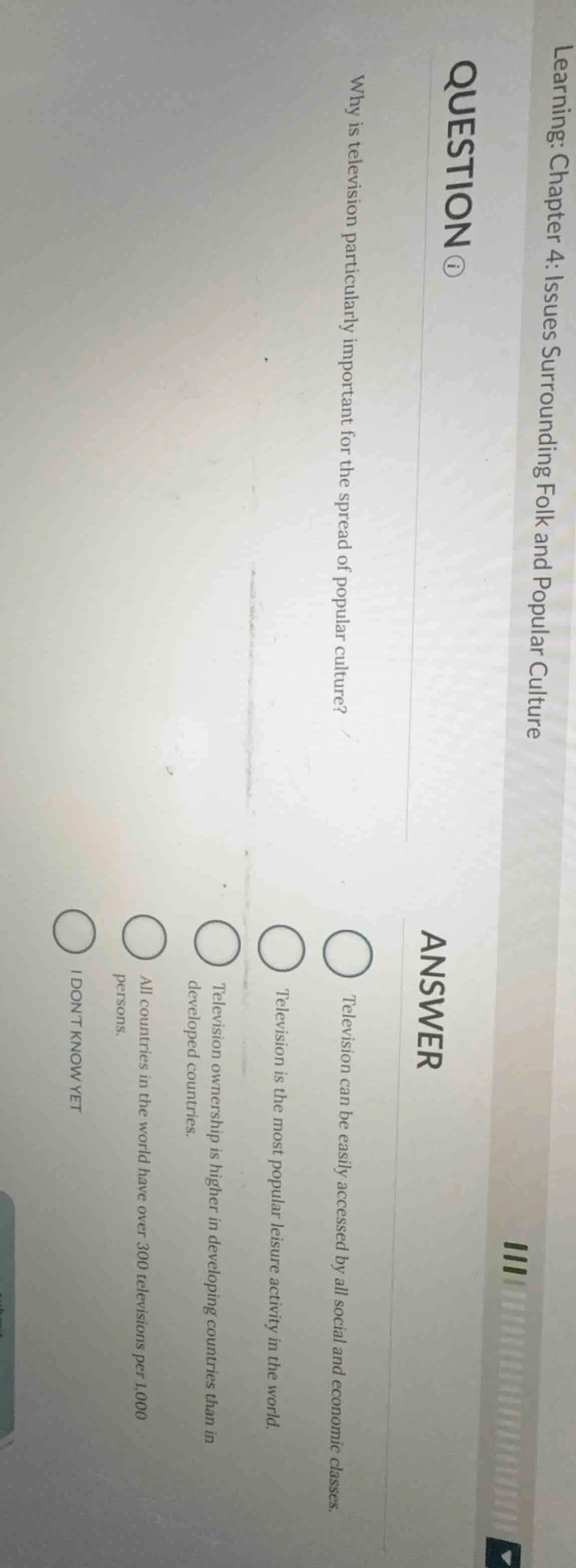 learning: chapter 4: issues surrounding folk and popular culture questi…