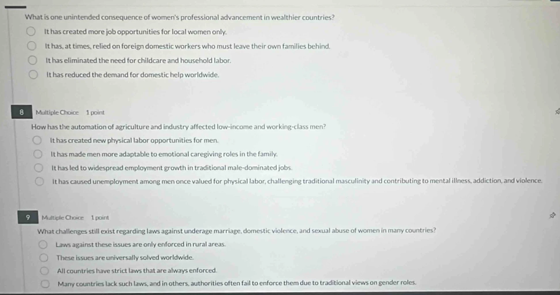 what is one unintended consequence of womens professional advancement i…