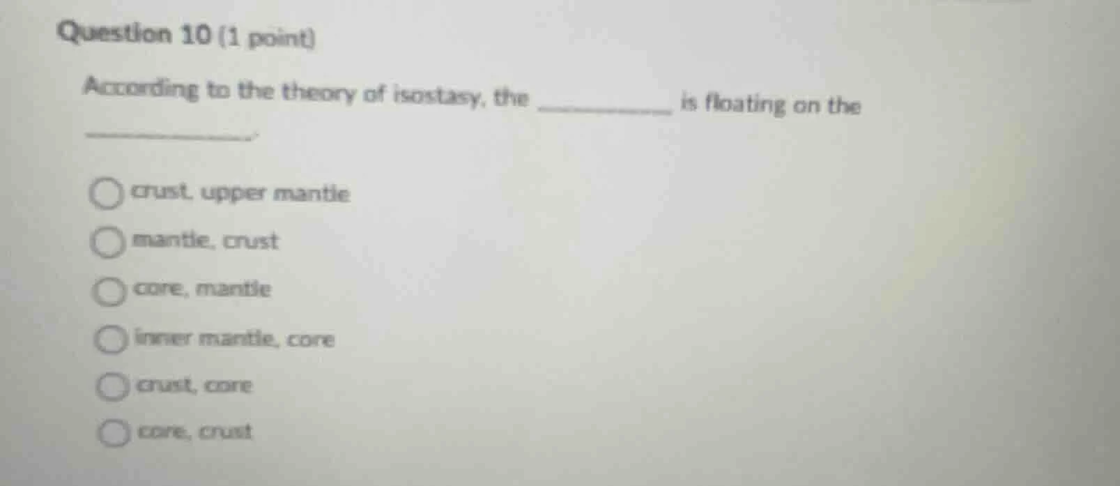question 10 (1 point) according to the theory of isostasy, the ________…