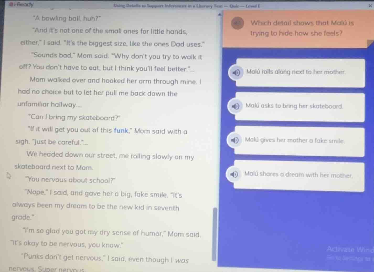 using details to support inferences in a literary text — quiz — level e…