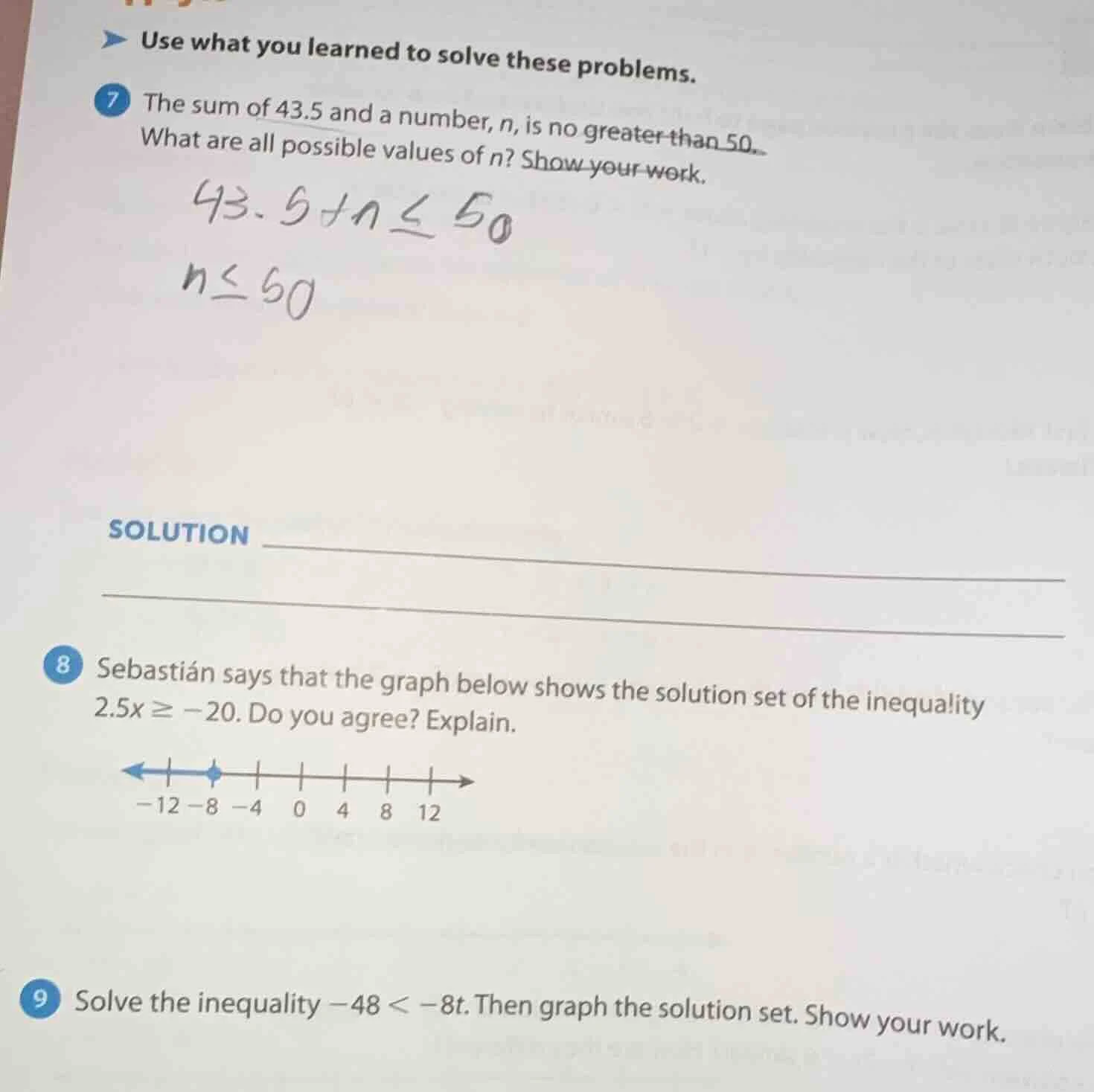 > use what you learned to solve these problems. 7 the sum of 43.5 and a…