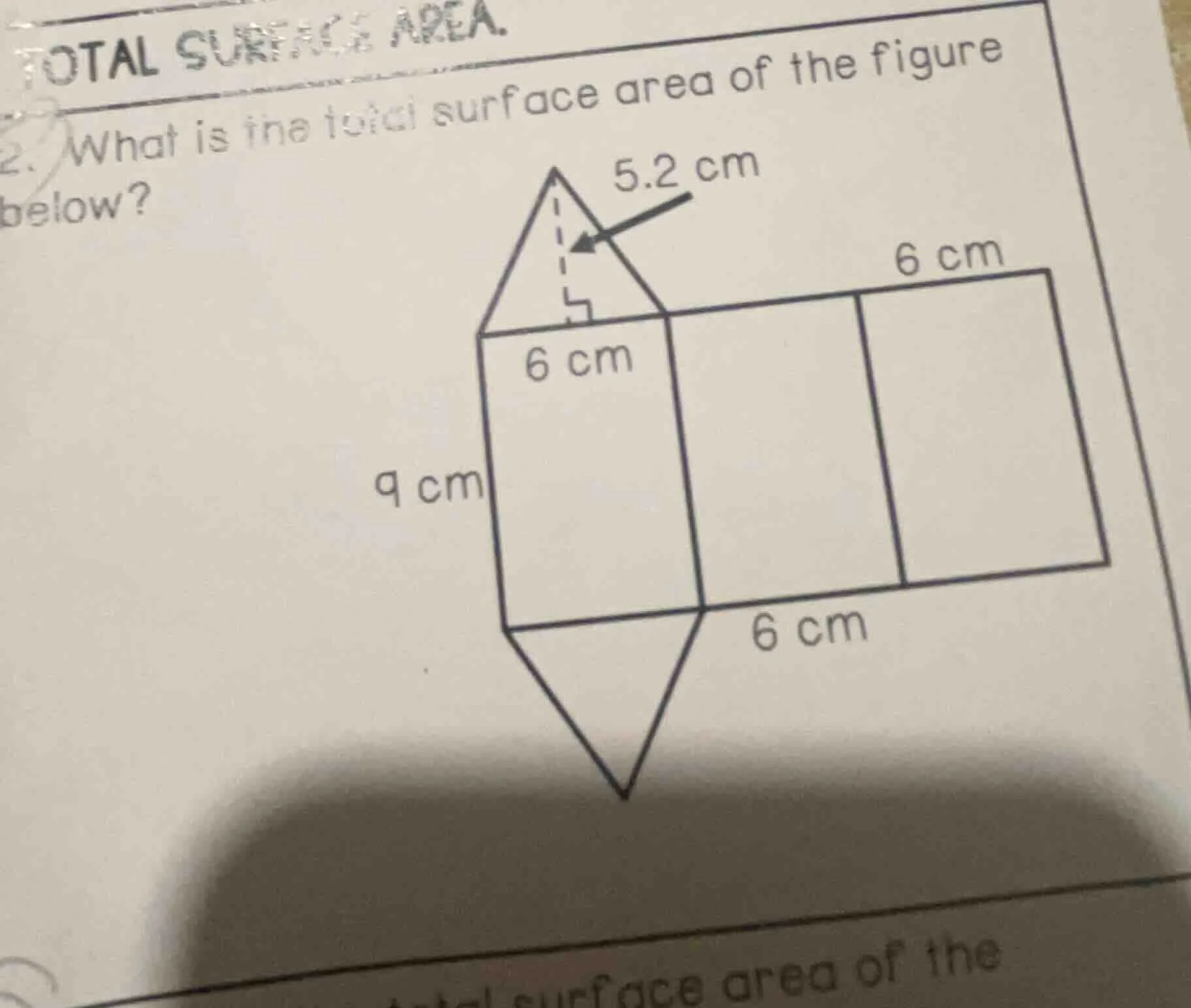 total surface area.2. what is the total surface area of the figure belo…