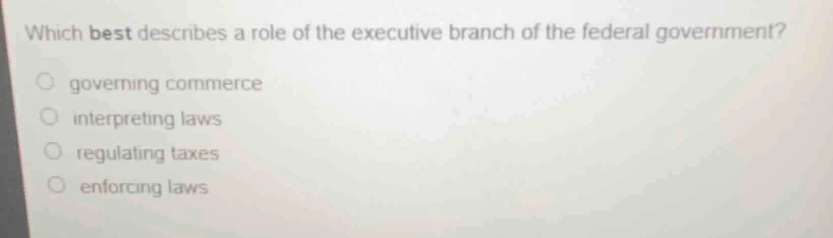 which best describes a role of the executive branch of the federal gove…