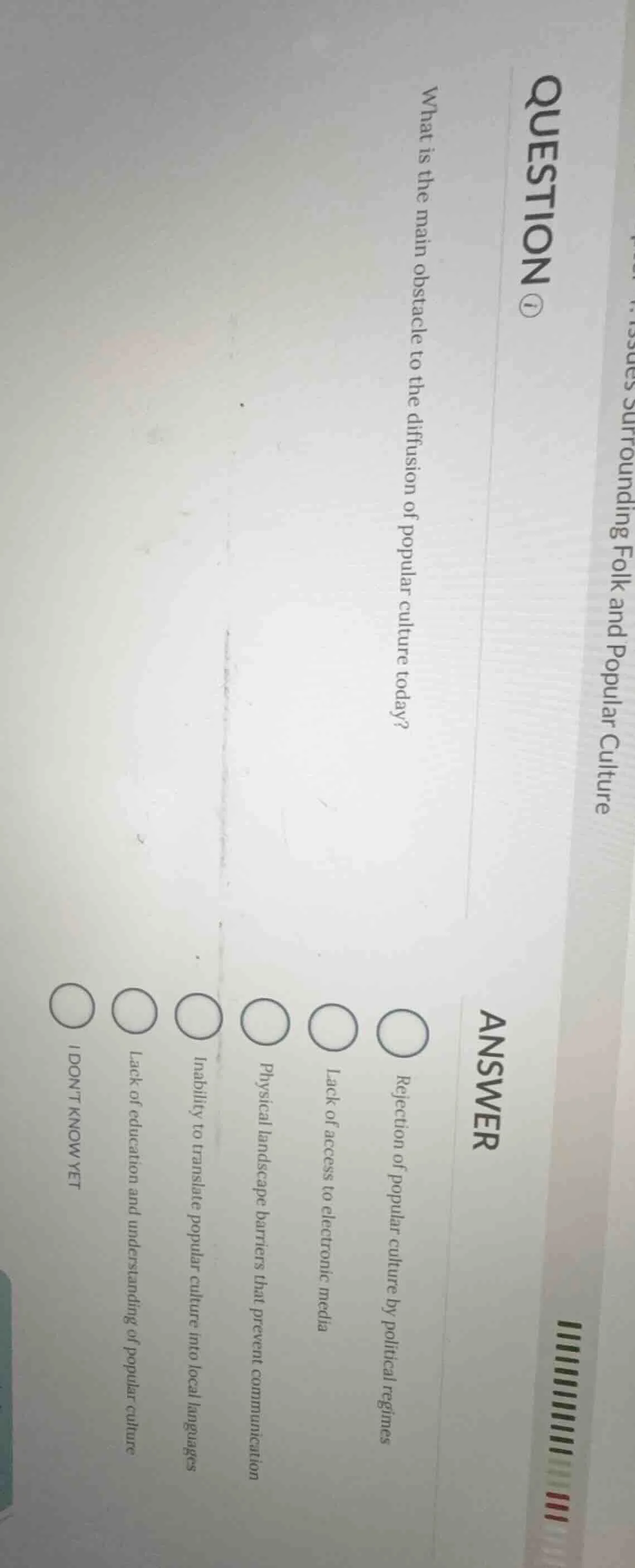 issues surrounding folk and popular culture question ① what is the main…