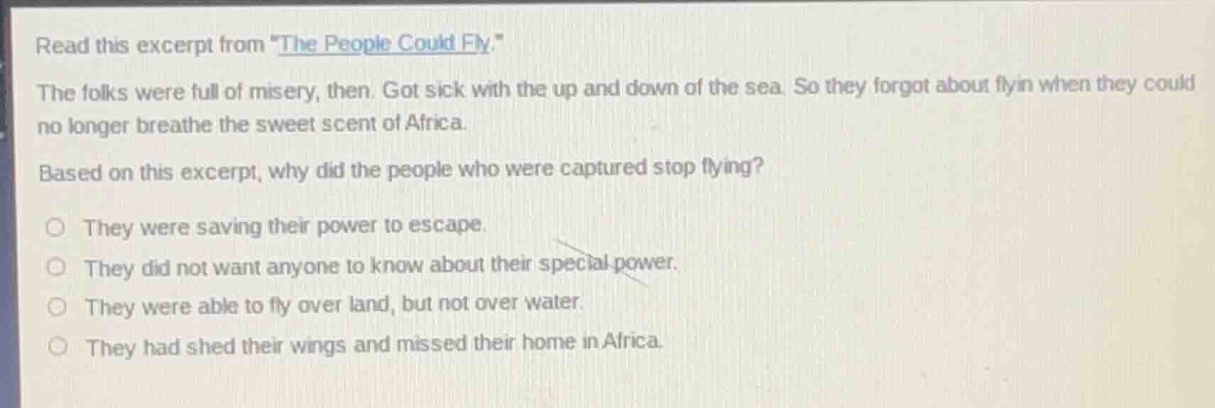 read this excerpt from \the people could fly.\ the folks were full of m…