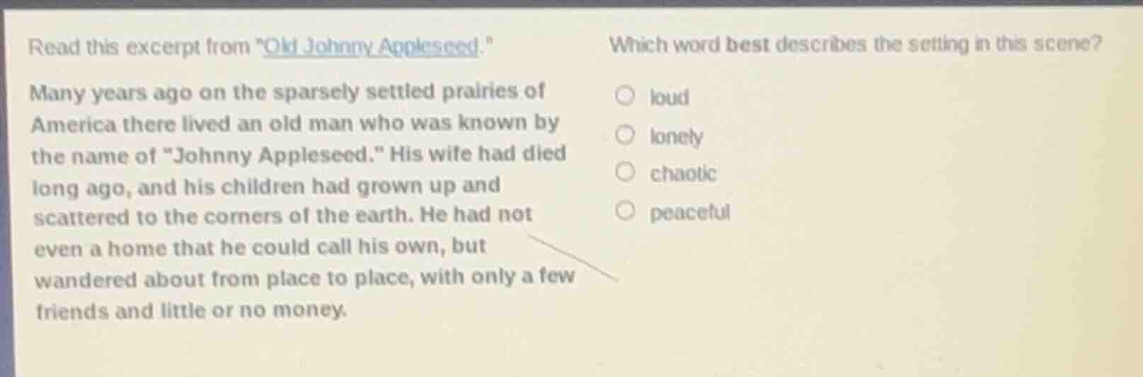 read this excerpt from \old johnny appleseed.\many years ago on the spa…